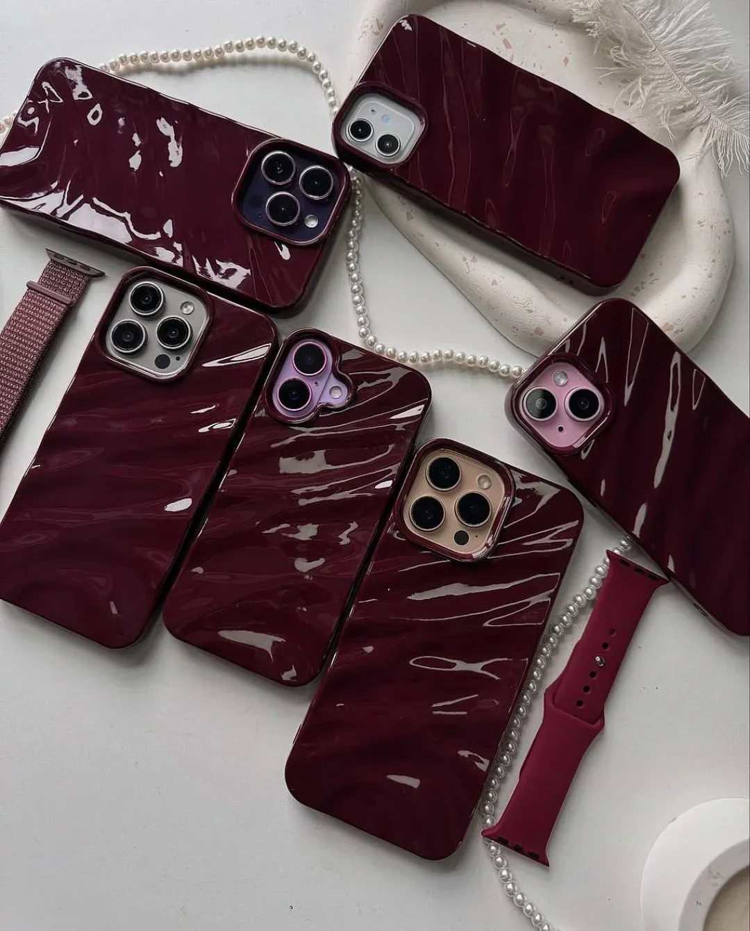 Cherry Red Wave iPhone Case - Image 4